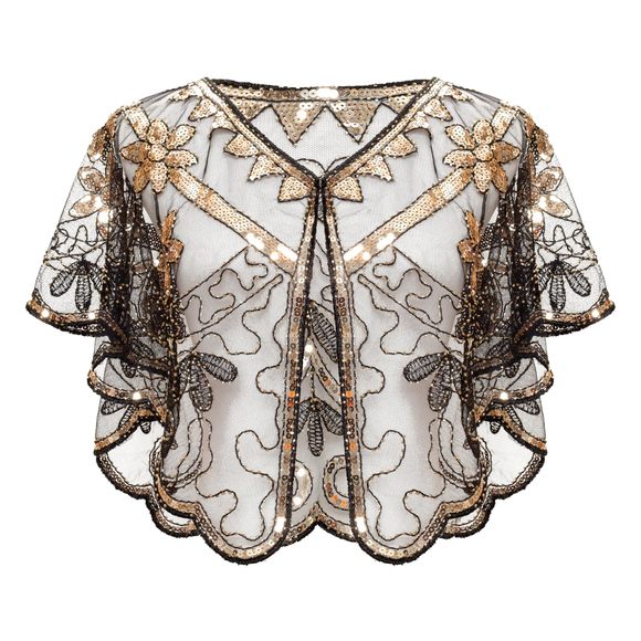 Women's 1920s Shawl Wraps Sequin Beaded Evening Shawls Flapper For Evening🐻 - Picture 1 of 6